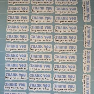 Thank You Stickers - Blue and White Pack Of 45